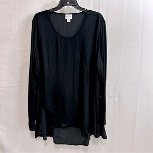 Ava & Viv Womens Long Sleeve High Low Layered Top in Black Size 3X